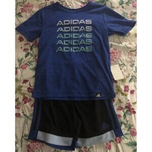Boys Blue and Black ADIDAS Short Set Size 4 NWT B5